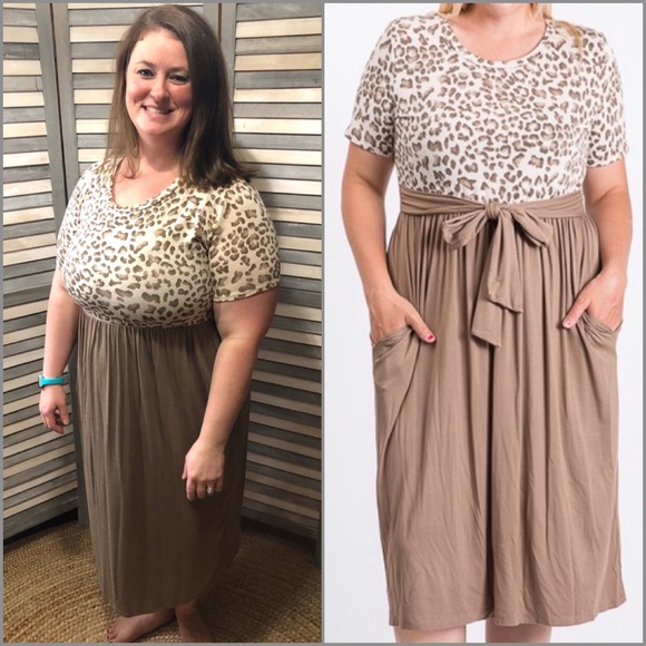 *SOLD OUT* Mocha & Leopard Print Dress - Picture 4 of 4